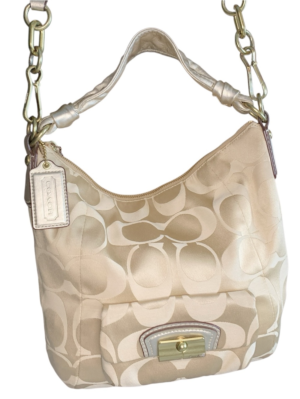 Coach Peyton Signature Sateen Hobo Crossbody Bag